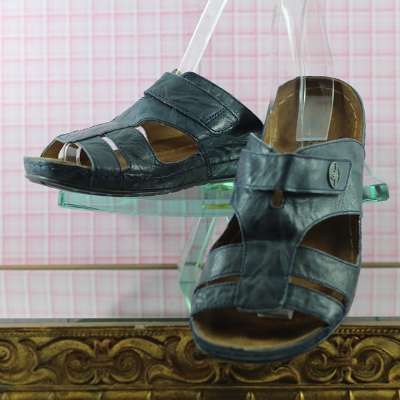 Sanosan Sandals Blue Leather Slides - Picture 10 of 16